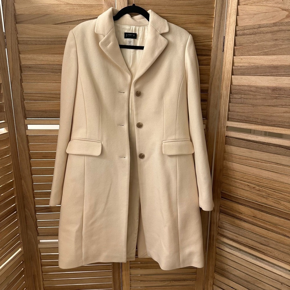 J.Crew Wool Single Breasted Long Sleeves Longline Tailored Overcoat Ivor…